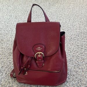 Coach Wine Red Leather Backpack